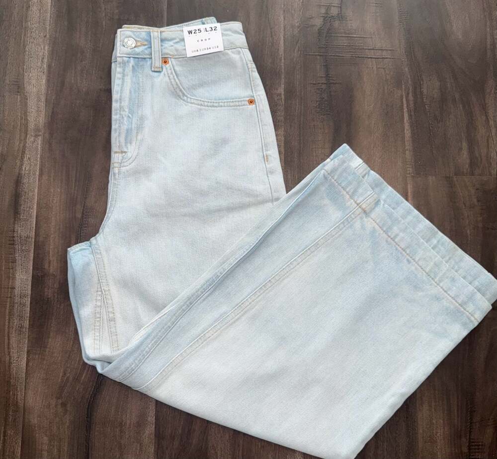 Topshop Women's Crop Wide Leg Jeans 25x32